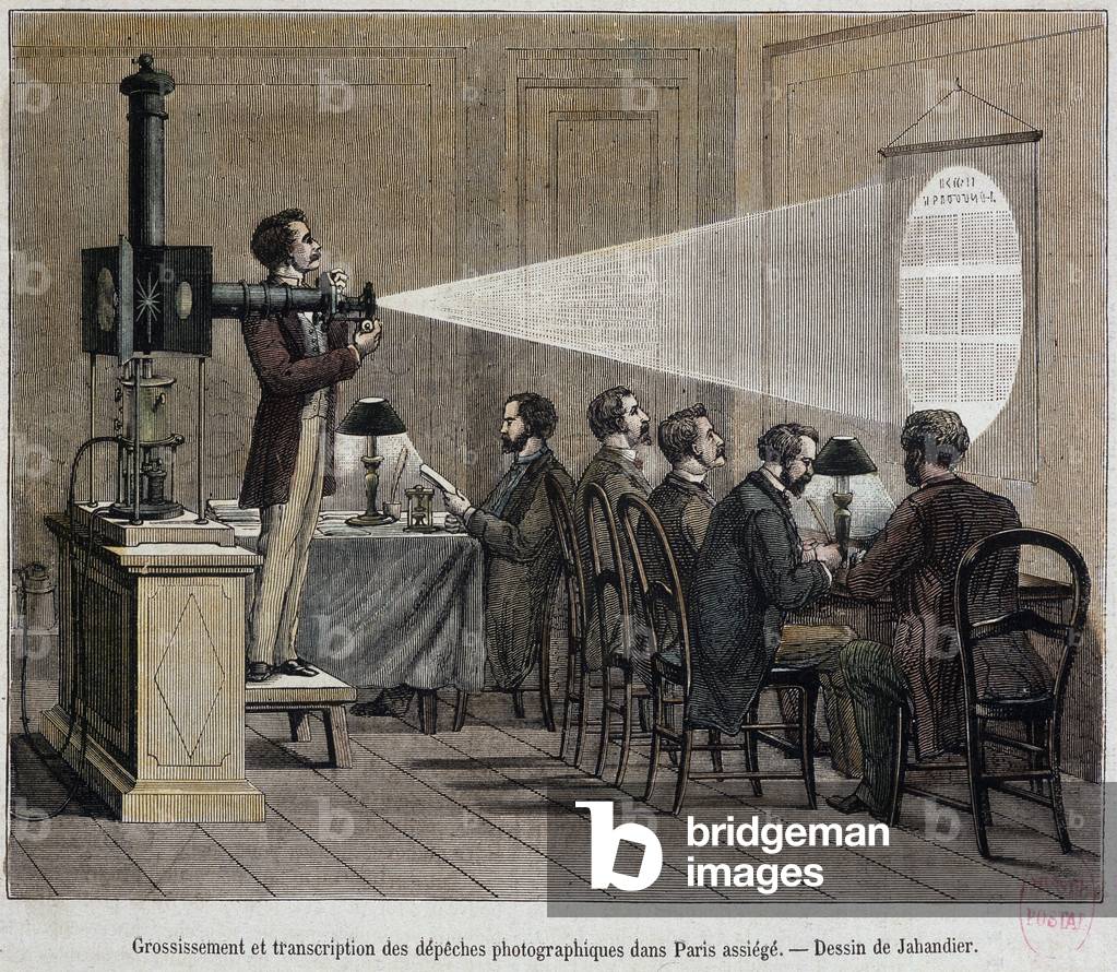 Magnification and transcription by projection of postage photographic dispatches in besieged Paris, 1870 - Musée de la Poste, Paris