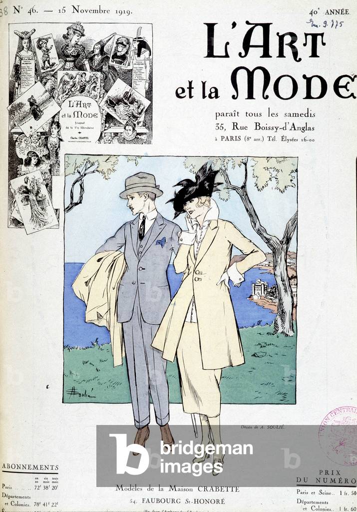 Couple walking on the cover of the magazine “” Art and Fashion””, November 1919.