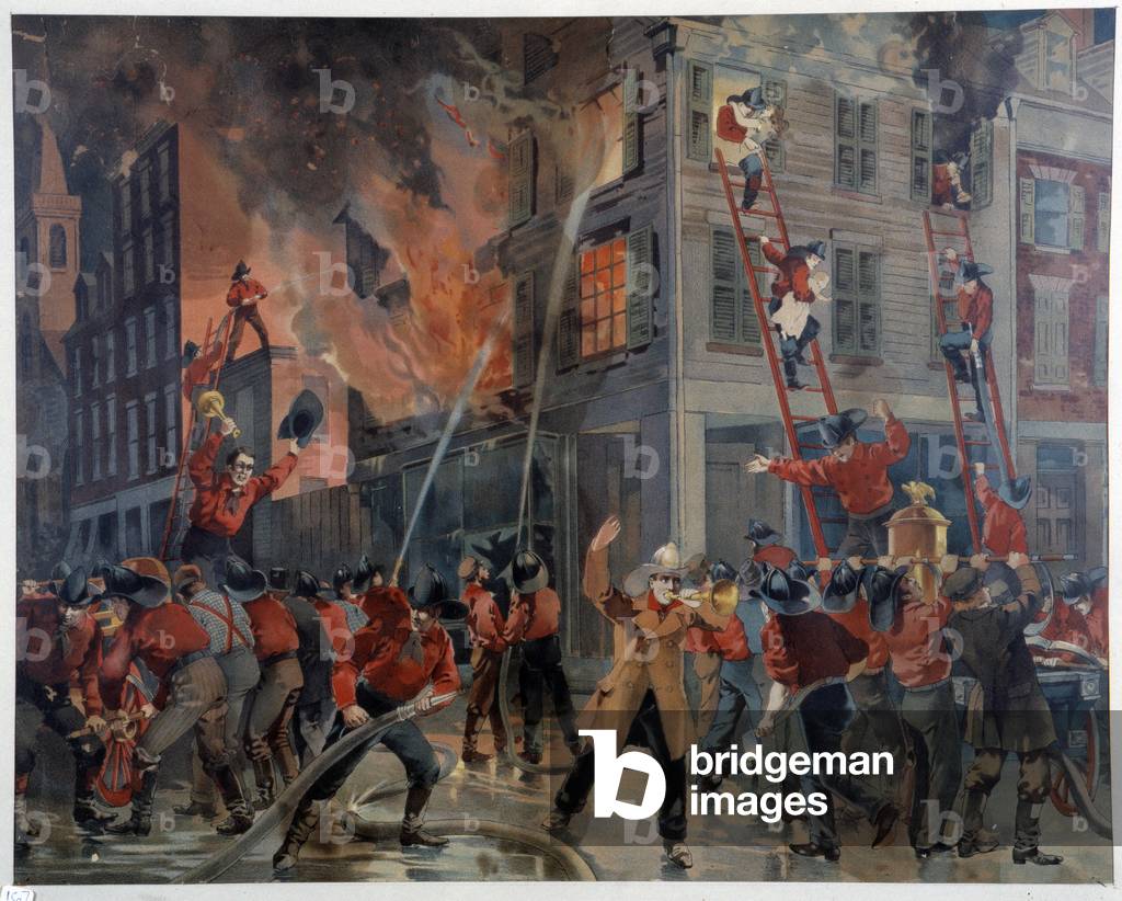 Image de Dessin représentant Incendie et pompiers à New York 1801 par Unknown Artist