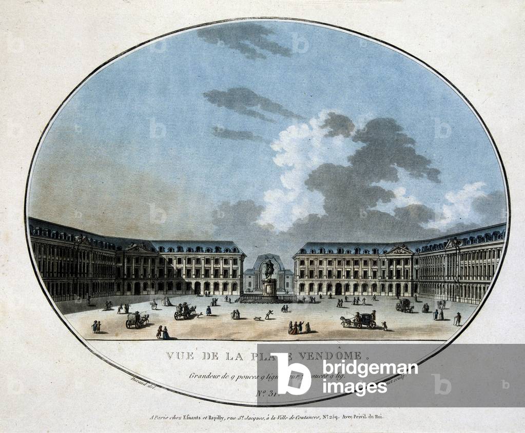View of Place Vendôme - engraving, 18th century