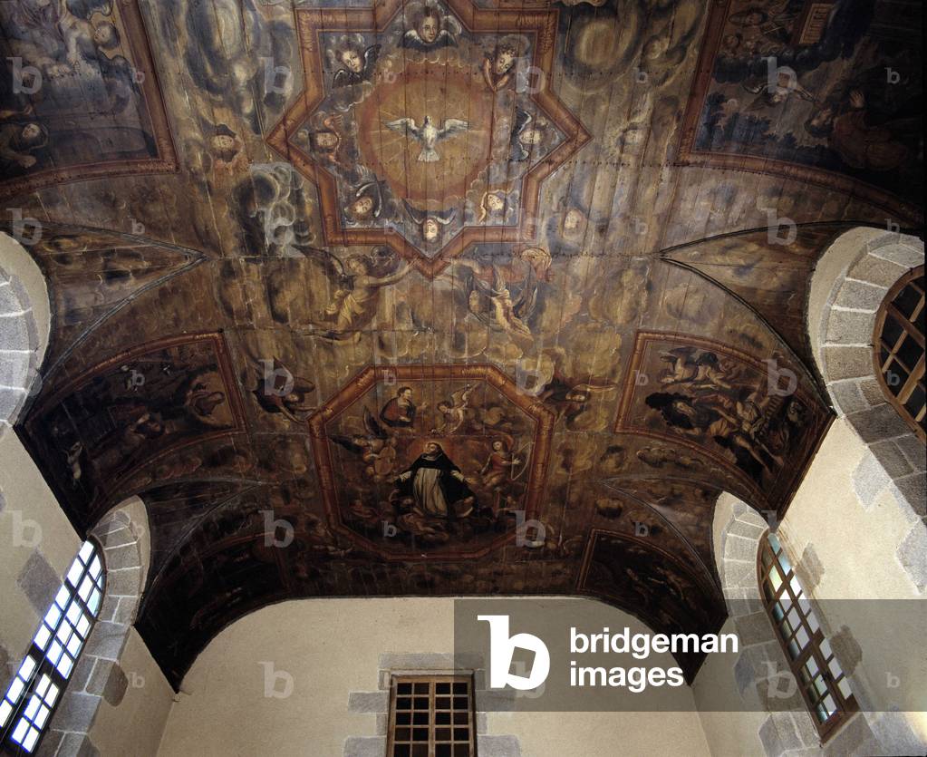 Ceiling of the former Dominican Convent (hospital) (1664). 17th century painting. Dinan, Cotes d'Armor (Cotes-d'Armor) (22).