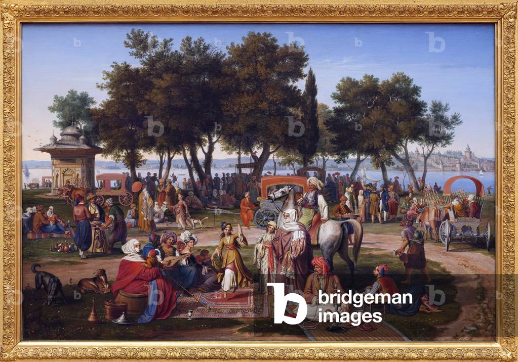 Freshwater of Asia a Constantinople (present-day Istanbul, Turkey). Painting by Johann Michael Wittmer (1802-1880), oil on canvas, 1837. German Art, 19th century. Neue Pinakothek, Munich (Germany).