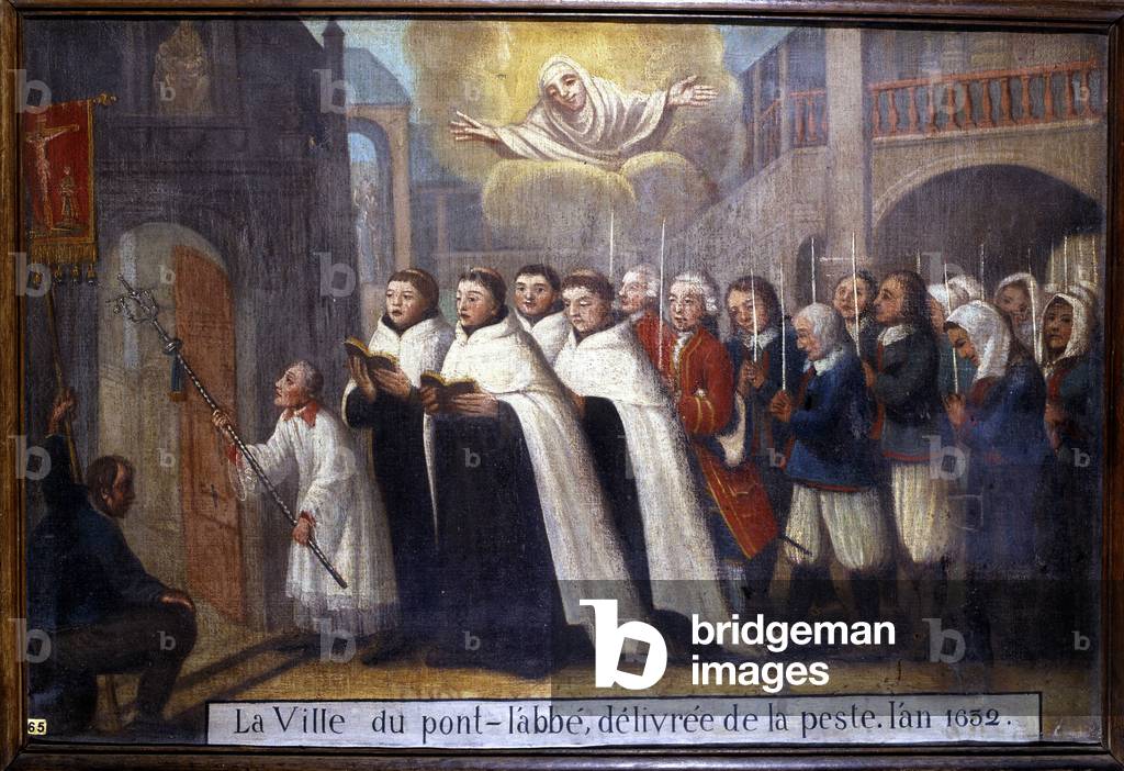 Procession commemorating the town of Pont-l'Abbé delivered from the plague in the year 1632 - ex-voto of Sainte-Anne d'Auray