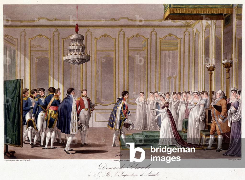 Napoleon asks Marie Louise in marriage to the Impress of Austria - in “” Précis historique de la guerre entre la France et l'Austria en 1809””, 1822, Paris.