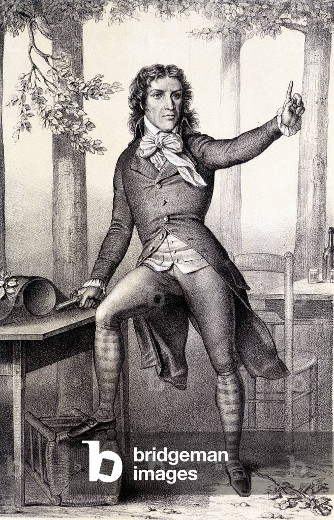 Portrait of Camille Desmoulins (1760-1794). In “” Galerie historique de la revolution francaise”” by Albert Morin, 1843.