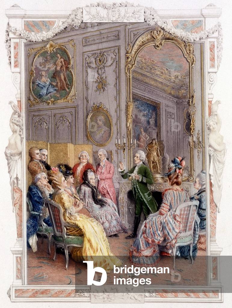 Image of Drawing depicting Literary fair in the 18th century - in “A woman of quality in the past century”” by