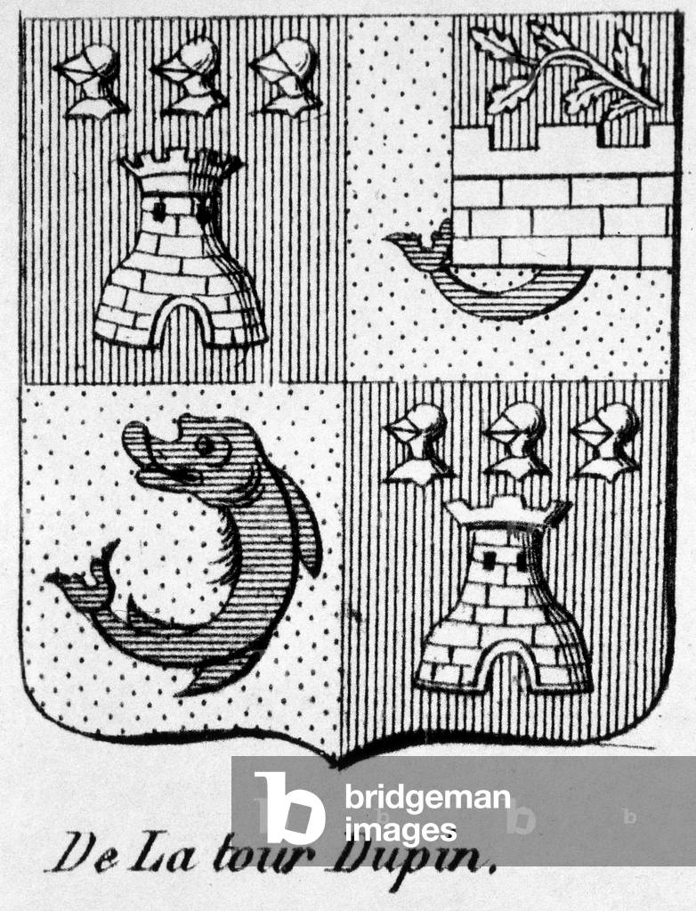 Coat of arms of La Tour Dupin - in “” The General Armorial of the French Empire”” by Henry Simon, 1812
