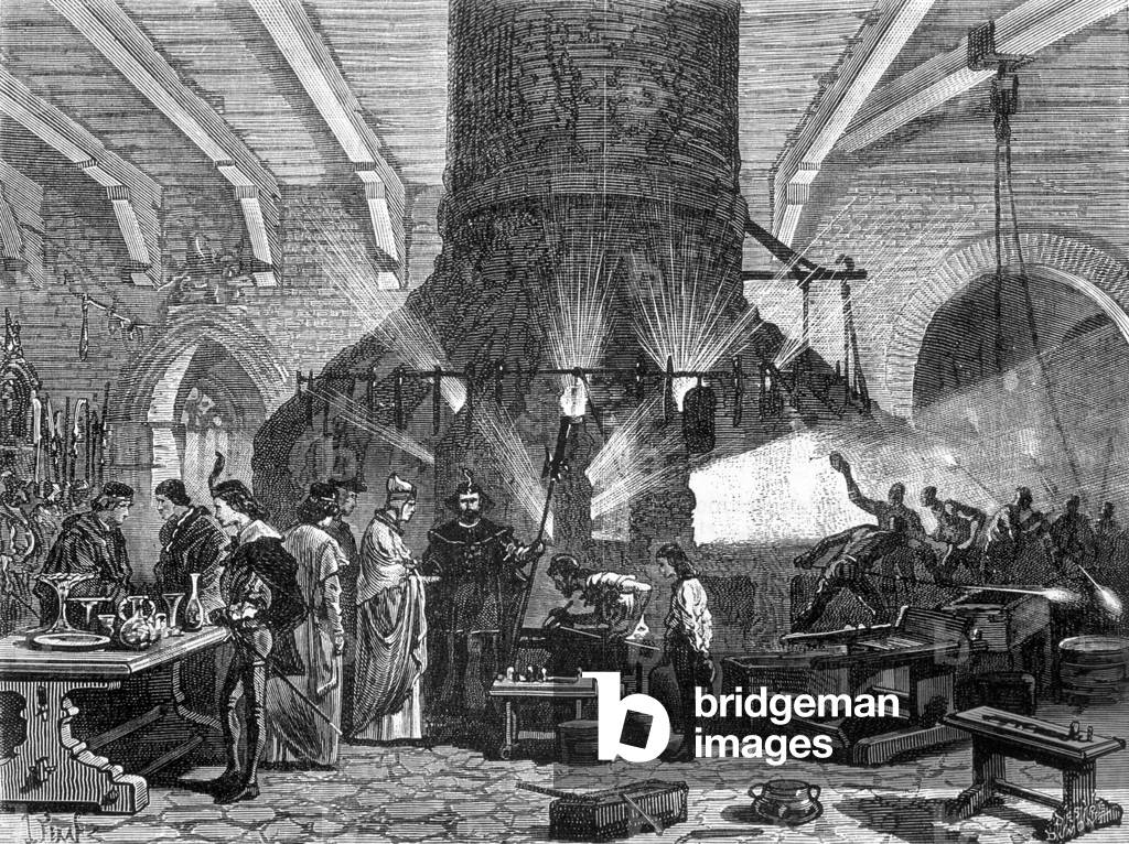 The Doge of Venice visiting the glassworks of Murano - in “” Wonders of Industry”” by Louis Figuier, 19th century