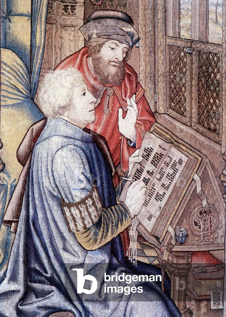 David's curtain (detail), facsimile from the Tapestry of the School of Brussels (1510-1515).