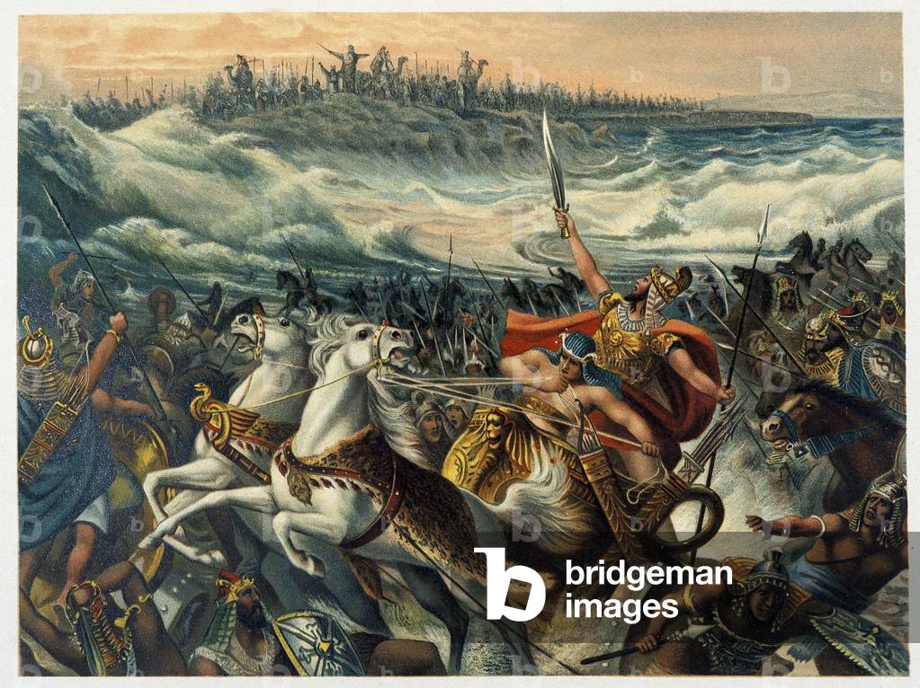 Gli egiziani annegano nel Mar Rosso - in «Aurea Bibbia classica: storia della rivelazione divina nell'antico e