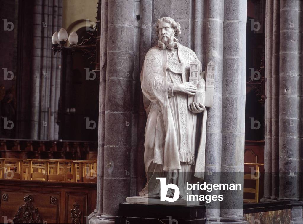 Statue of Saint Eleuther, founder of the cathedrale of Tournai, Belgium.