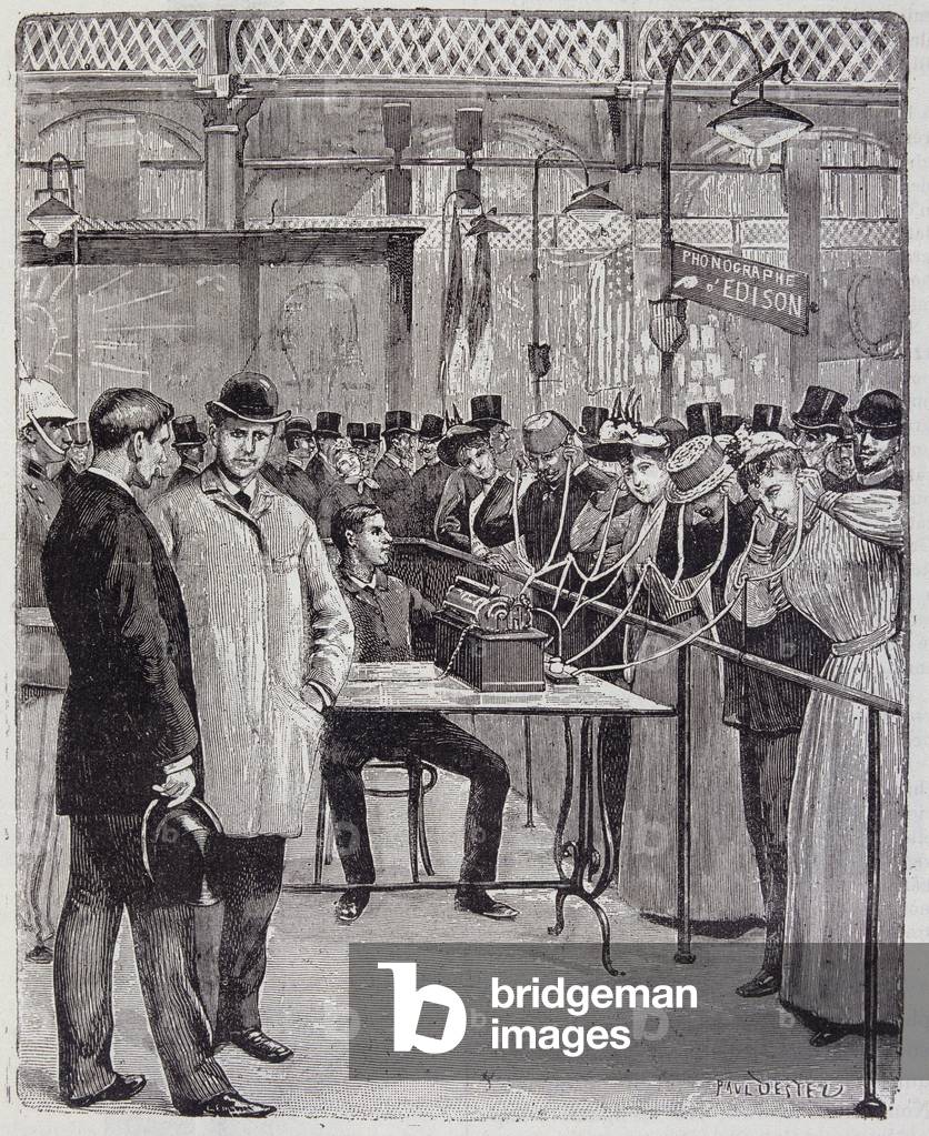 Thomas Edison's new phonograph at the 1889 World Exhibition