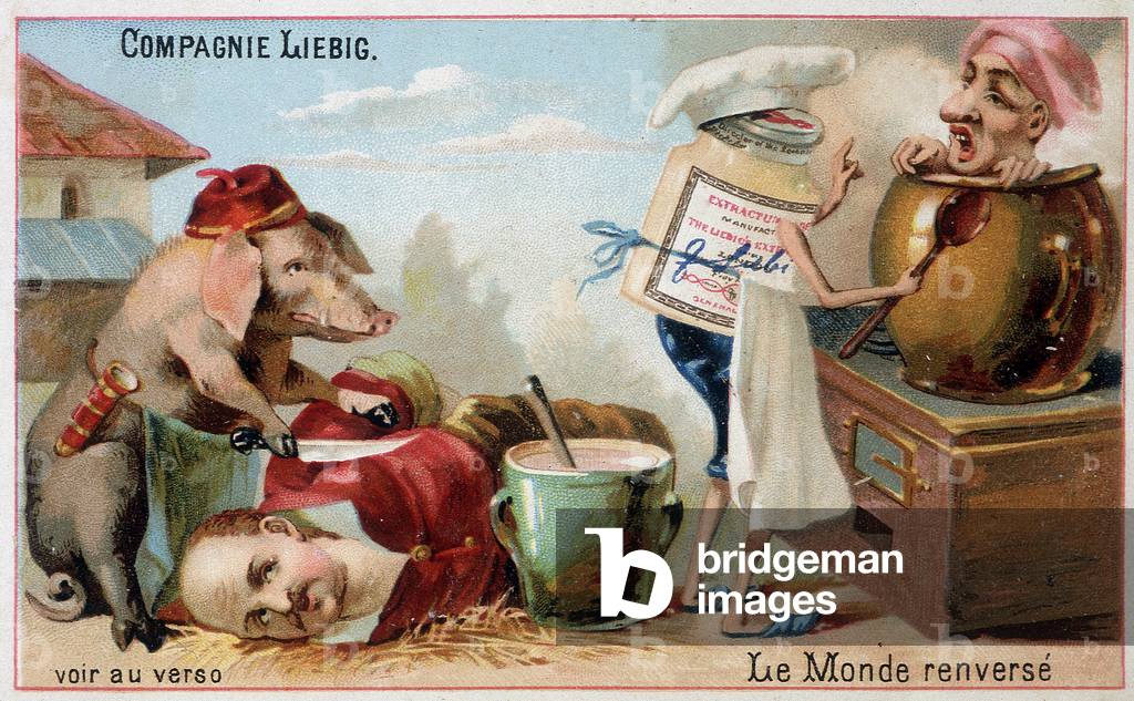 The world overturns: the pig peasant peasant and the Liebig pot cooking the cook - chromo., late 19th century