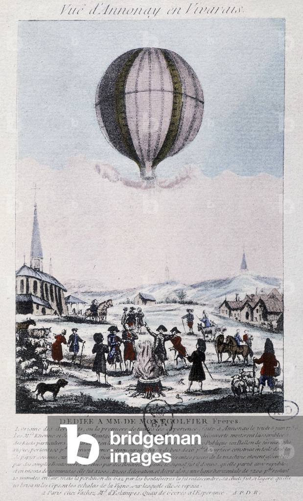First flight to Annonay of the Montgolfiers brothers in 1783