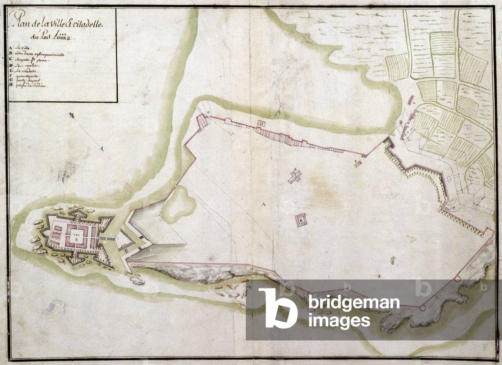 Map of the city and citadel of Port Louis, 18th century.