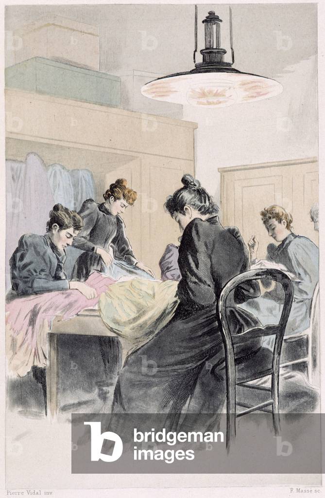 Un atelier de couture - in “” Nos contemporains”” by Octave Uzanne, 1894