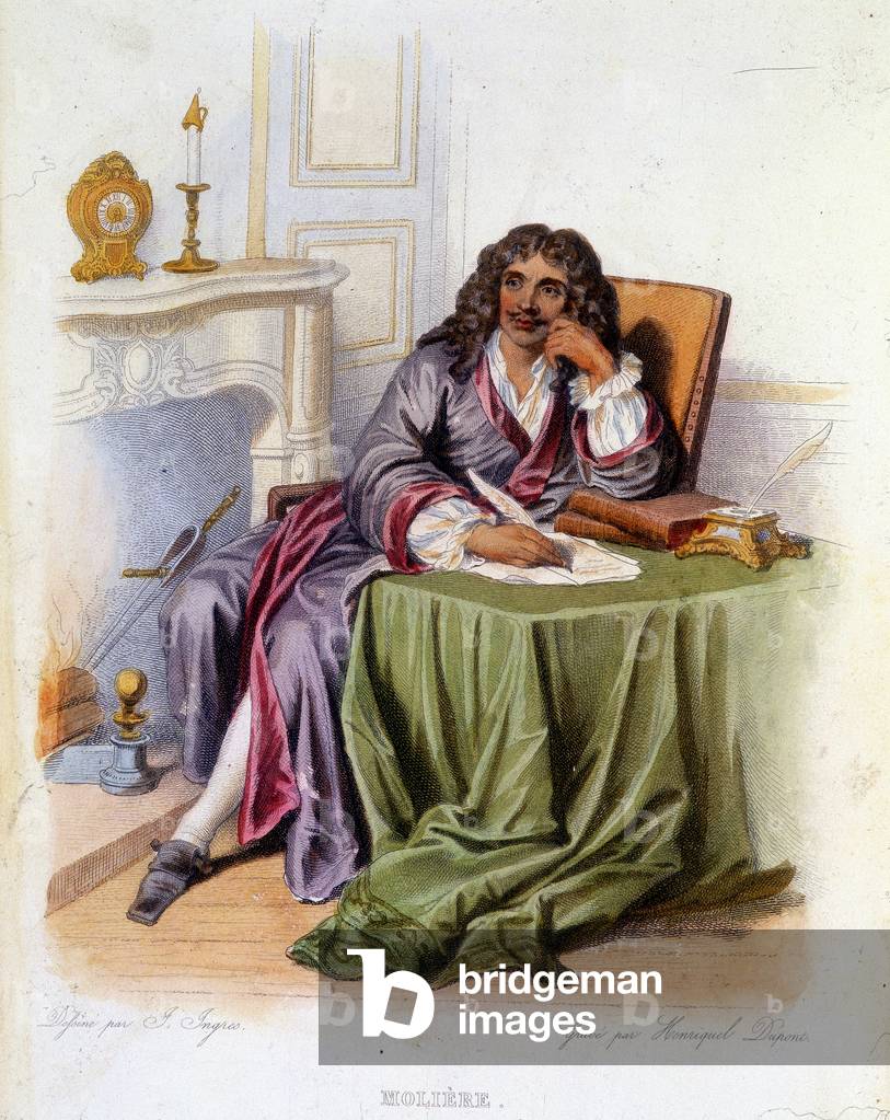 Portrait of Jean-Baptiste Poquelin dit Molière, French playwright and actor (1622-1673) - in “” Le Plutarque francais””, Ed. Mennechet, 1844-1847