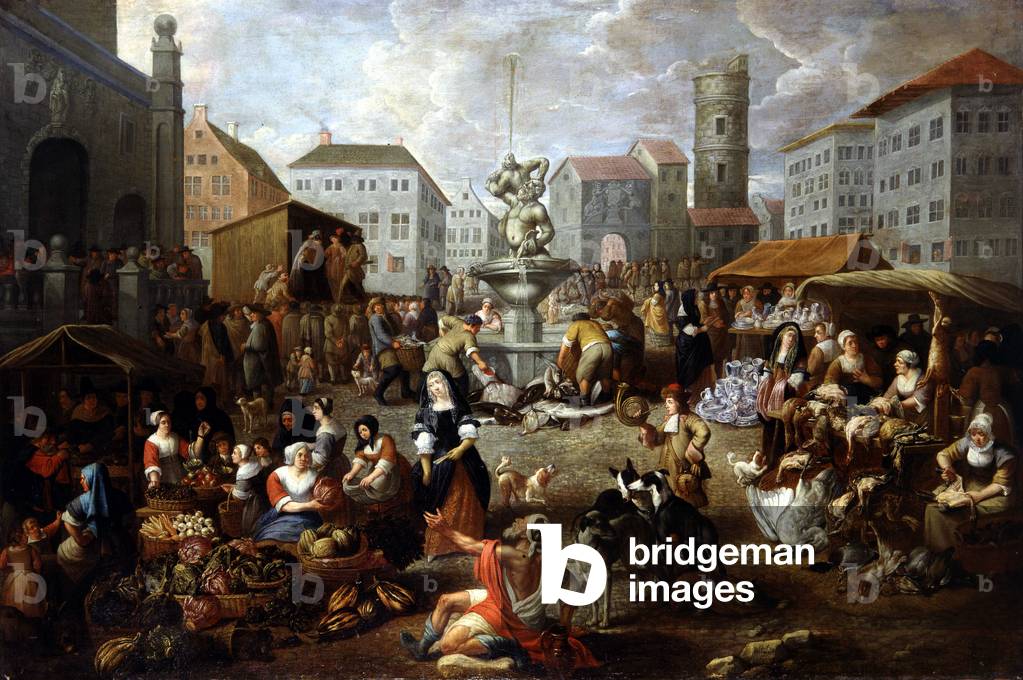 Walking Scene - 18th century painting, Musee de Tessee (Le Mans)