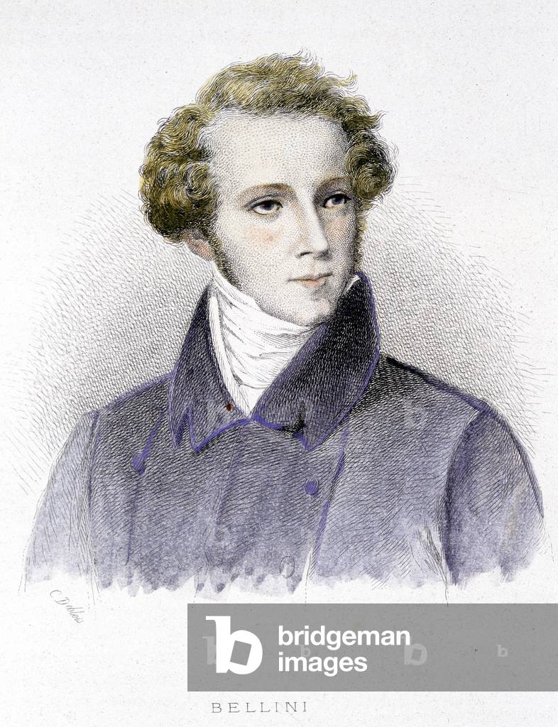 Portrait of Vincenzo Bellini, Italian composer (1801-1835) - engraving, 19th century