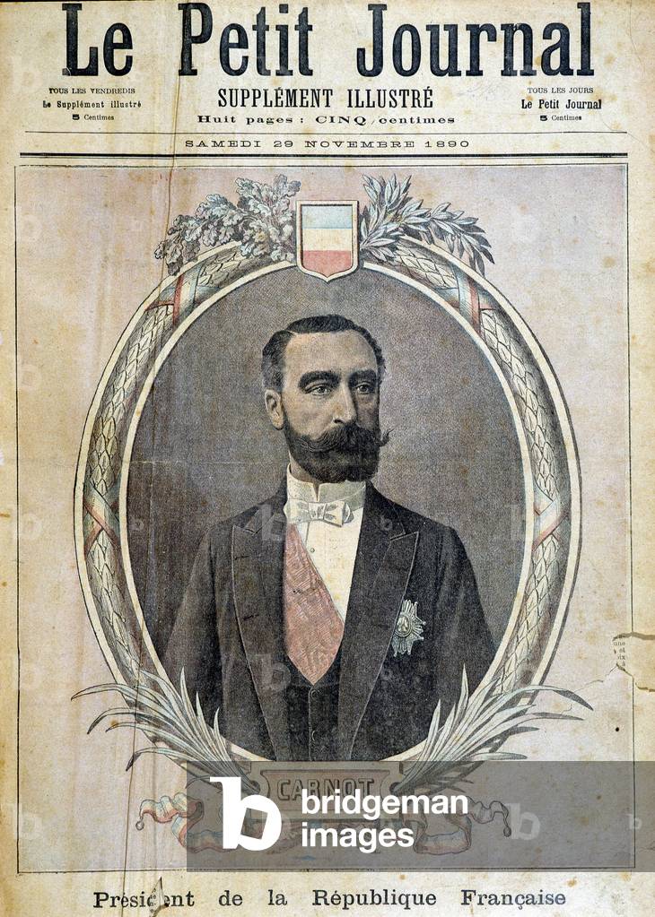 Portrait of Sadi Carnot - cover “” The Petity Journal”” 29/11/1890.