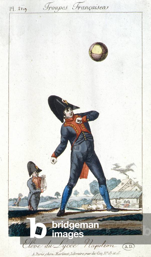 French troops: Napoleon high school student: ball game (football?)