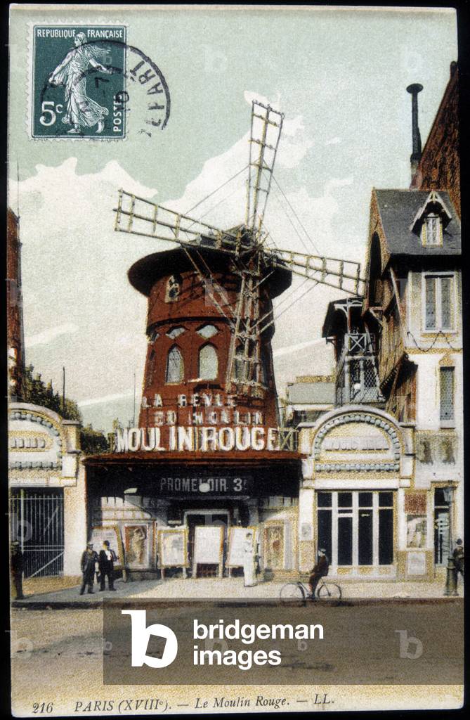 La facade du cabaret le Moulin Rouge, Montmartre, Paris - postcard, 1910