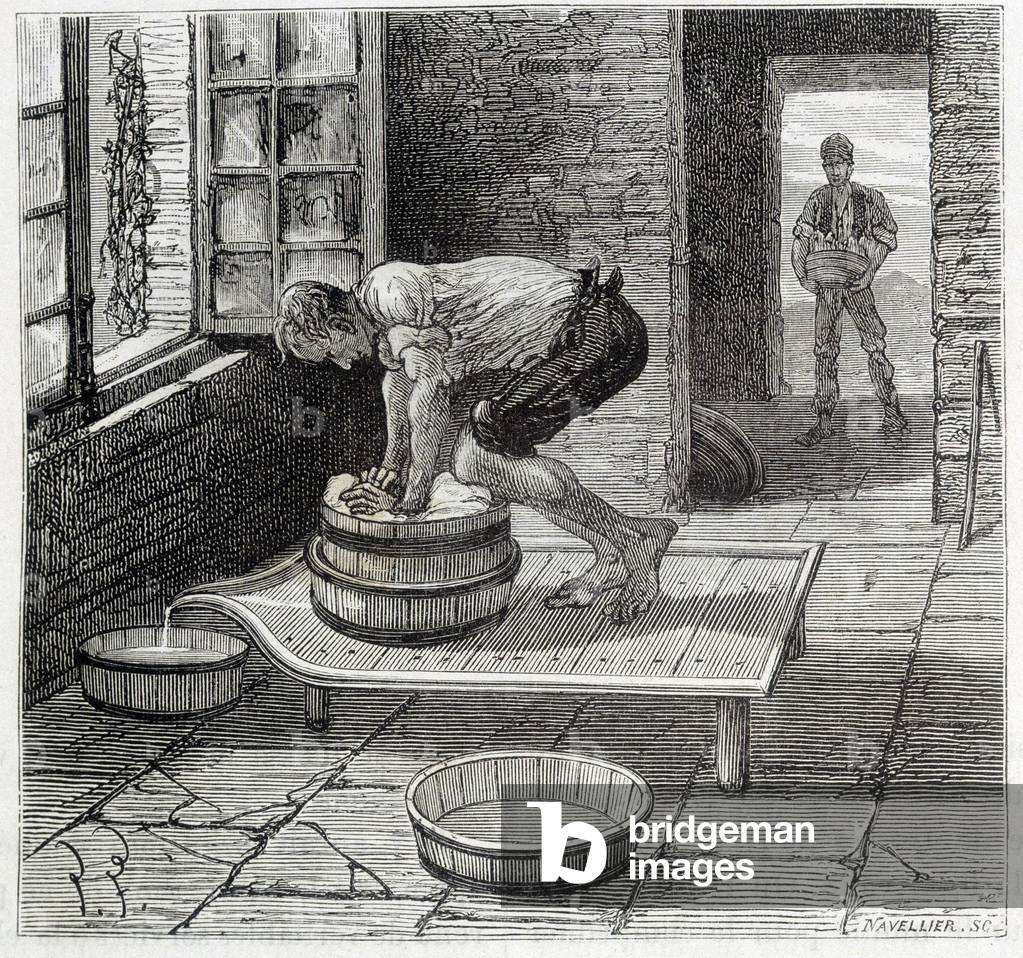 Work of the Tomme by a cheese maker from Auvergne - in “” The wonders of the industry”” by Louis Figuier, 19th century