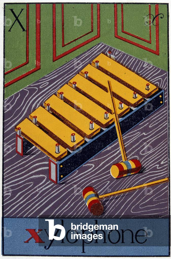 X als Xylophon - in“ Images alphabtiques, premières lectures facile““, von René Verplancken, Abb. von Henri Po