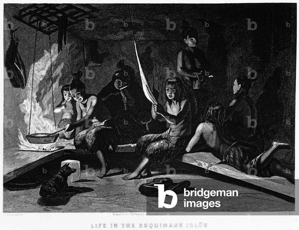 The Life of Eskimos in an Igloo - Elisha Kent Kane, Artic Exploration in Years 1853 - 1855, Philadelphia, Childs and Peterson, 1856, vol. 2.