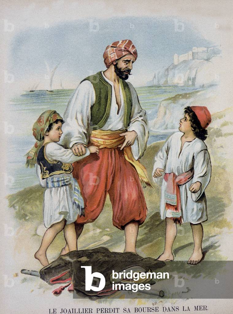 Scene of “Little Oriental Stories”, Arab tales from 1001 nights (tales of the thousand and one nights). On New Year's Eve.