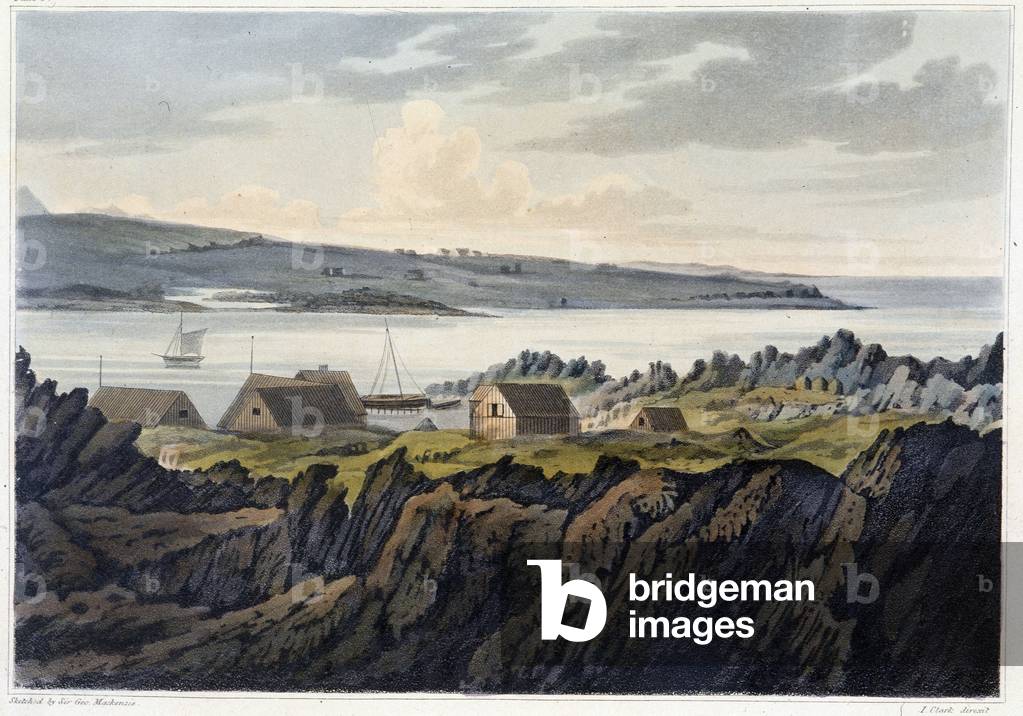 A Village of Iceland: Havenfiord - in “” Travels in the Island of Iceland during the summer of the year 1810”” by Sir George Stewart Mac Kenzie, 1811
