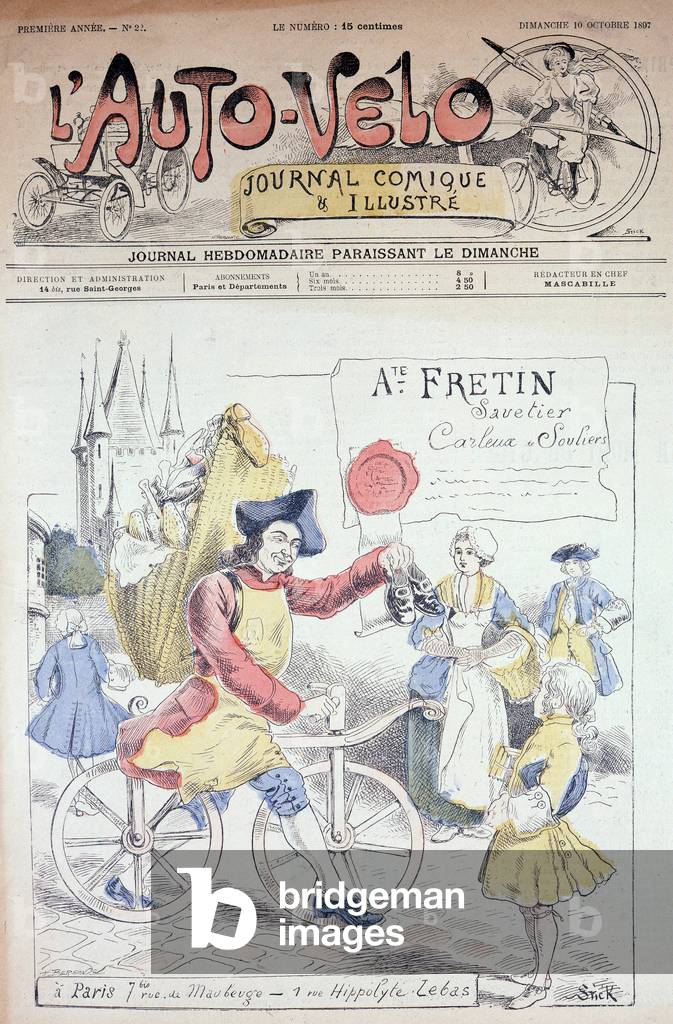 Fretin: savetier, carleux, shoes - in “” l'Auto-Vélo””” of 12/12/1897, Bibl. de la ville de Paris.