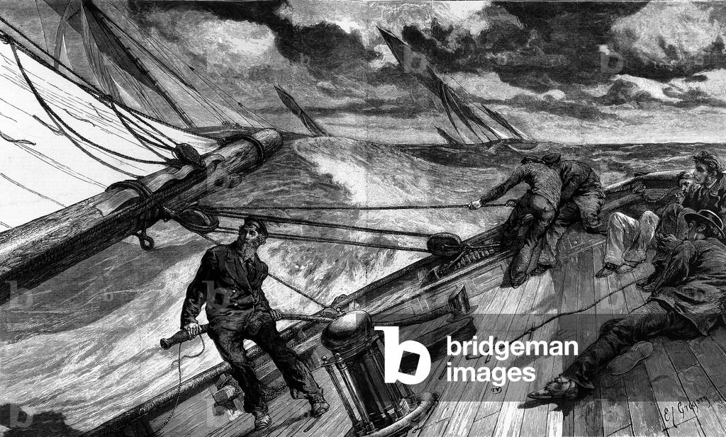 Yatch and his crew - engraving, Bibl. des Arts deco.