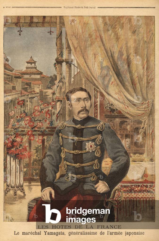 Portrait of Marechal Yamagata Aritomo (1838-1922), a Japanese soldier and politician, he commanded Japan's first army during the war against China in 1894. Engraving in “” Le petit journal”” 10/05/1896. Selva's collection.