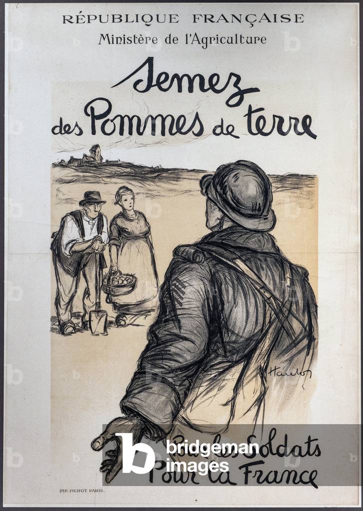 Semina patate per i soldati e per la Francia ', manifesto per lo sforzo bellico del Ministero dell'Agricoltura