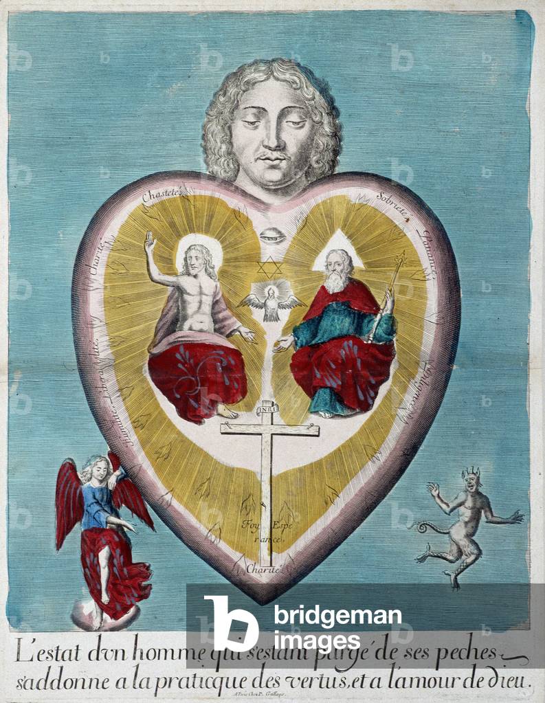 The state of a man who has purged his sins is committed to the practice of virtues and love of God (Sacred Heart with God and Christ)