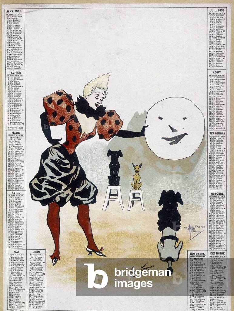 Circus: the learned dogs - calendar, Arts Deco.