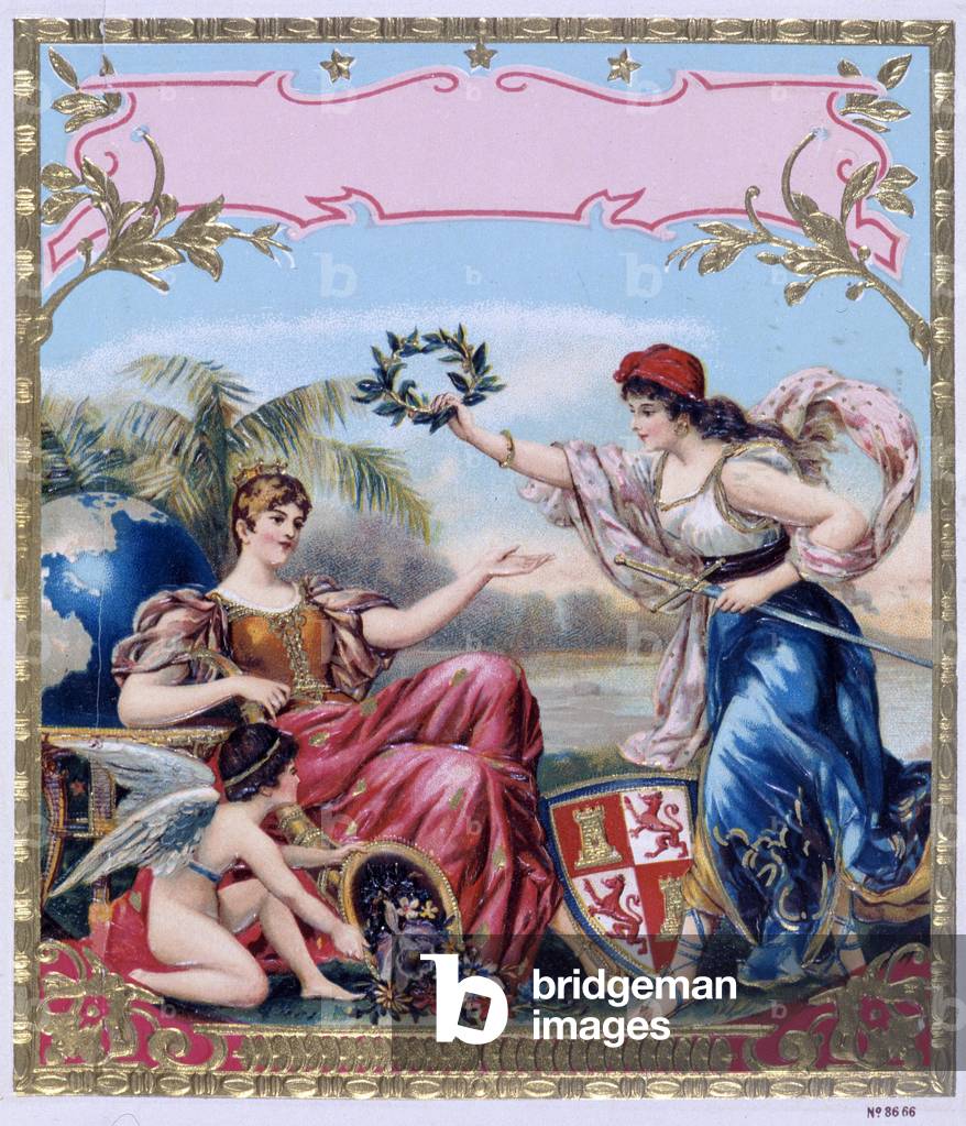 Woman: allegory - cigar label, chromolithography, n.d., v.1900