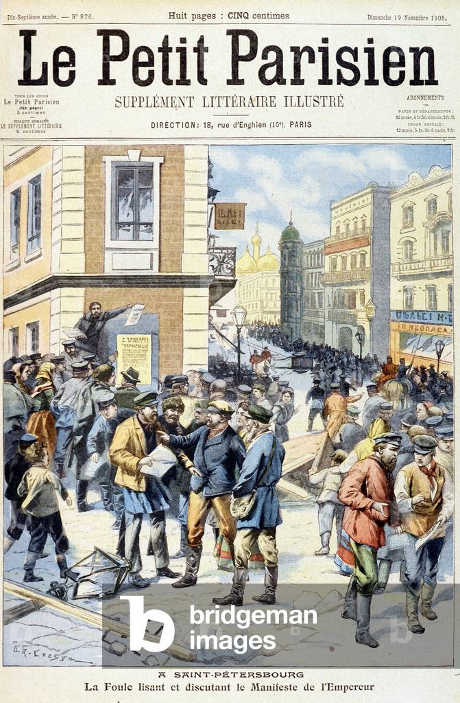 In St. Petersburg: the crowd reading and discussing the Emperor's Manifesto - in 