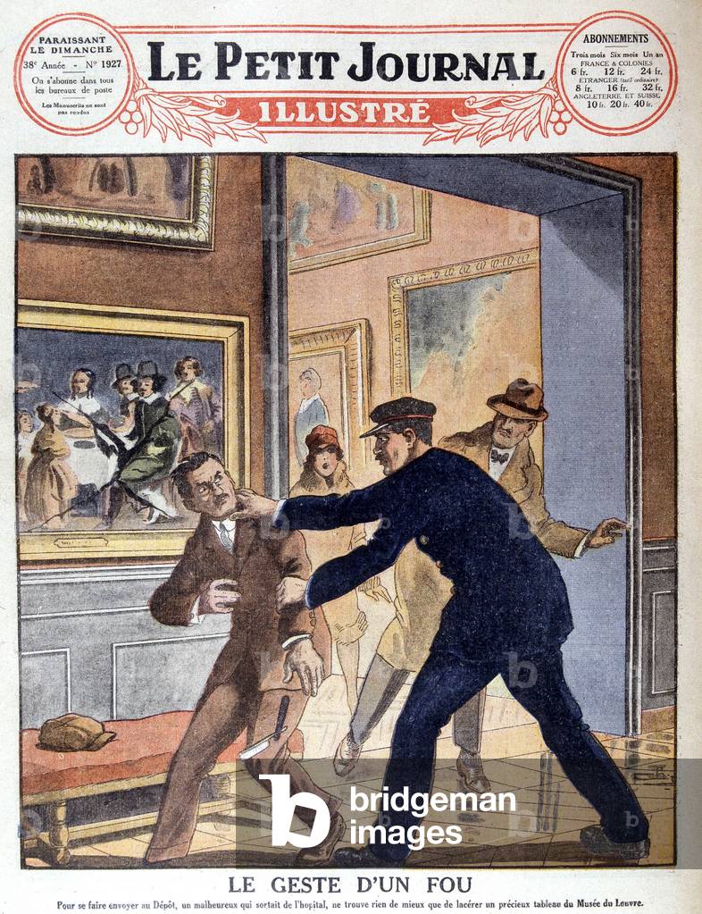 A fool coming out of the hospital, lacer, razor, a painting at the Louvre Museum in Paris. In “Le Petit Journal Illustré