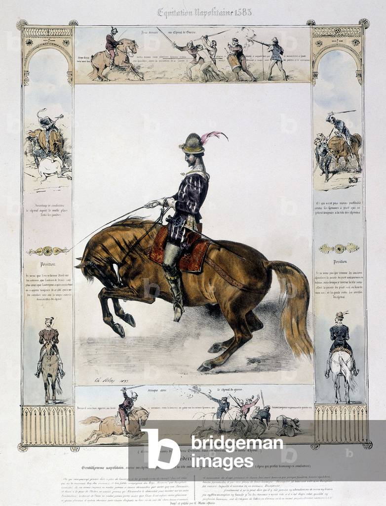 Portrait of Frédéric Grison in “” Picturesque history of ancient and modern riding”” by Charles Aubry, 1833-1834