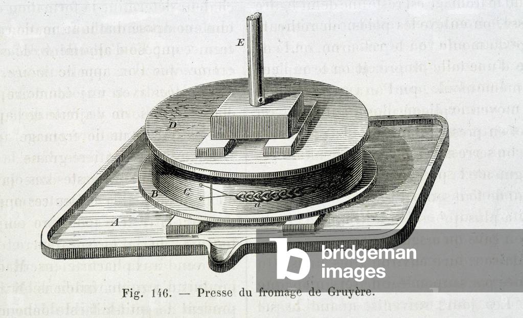 Presse à gruyère - in “” The wonders of the industry”” by Louis Figuier, 19th century