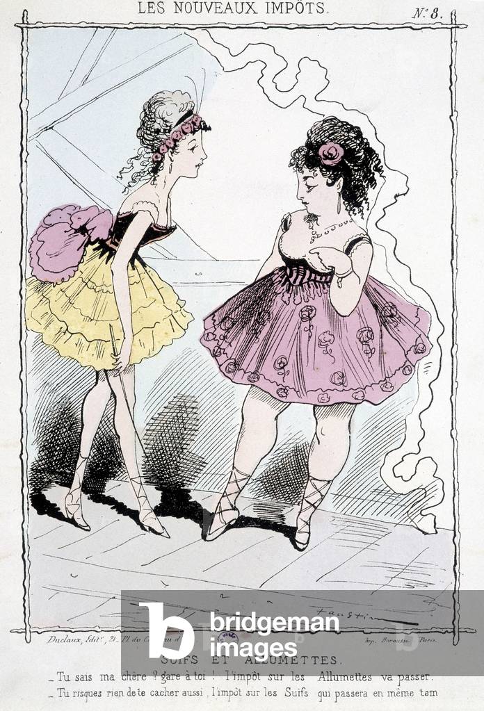 Follow-ups and matches: “” You know, dear, beware, the match tax will pass!. You won't hide it too, the tax on follow-ups that will pass at the same time!” - caricature on the “new taxes”, 19th century