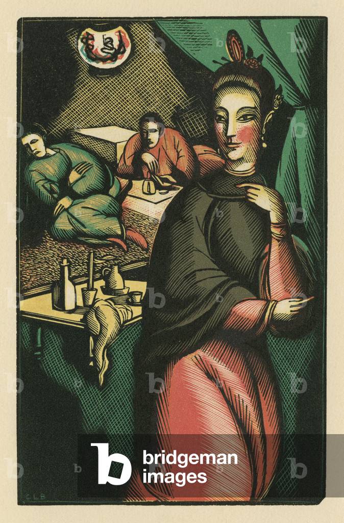 Opium den, illustration von 'Consolata fille du soleil' von Henry Daguerches (1876-1930) 1928, Librairie Lemer