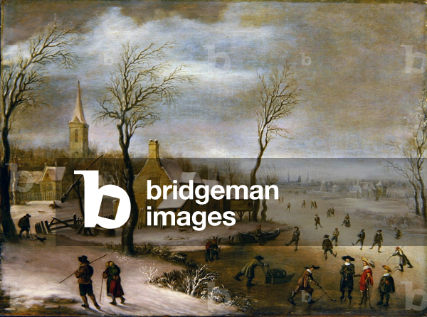 Un paesaggio invernale con Kolf Giocatori, 1630s (olio su tavola)