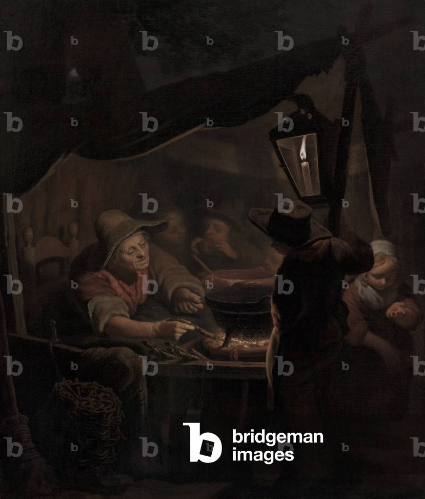 A Doughnut Maker by Candlelight, 1815 (oil on panel)