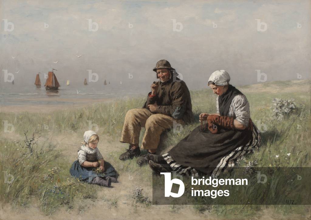 On the Sand in Scheveningen (oil on canvas)