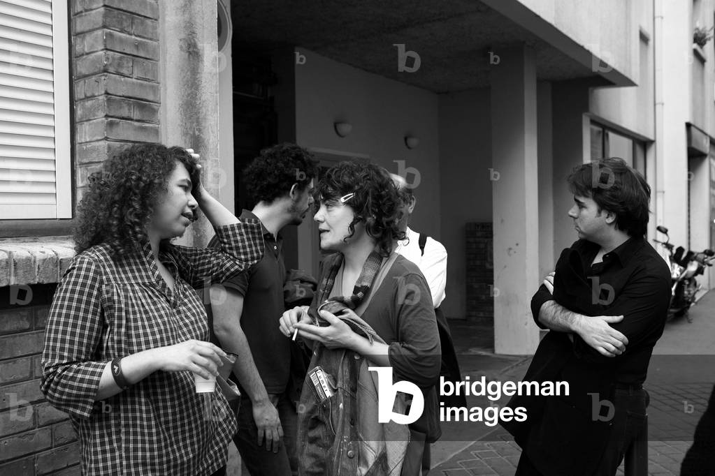 Meriam Korichi, French writer, Jerome Zonder, French cartoonist, Cristine Guinamand, French painter, Juan Porrero, Spanish painter. Opening of the exhibition I write your name liberte. Traffic Gallery. Paris on 13 June 2009.