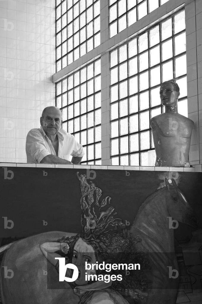 Portrait of Pat Andrea, painter, in his studio in Arcueil in 2007.