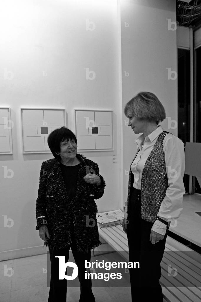 Denise Rene, gallery owner, Genevieve Claisse, French painter. Opening of the exhibition Portrait de phase, by Genevieve Claisse. Galerie Denise Rene Rive Gauche, in Paris on November 20, 2008.